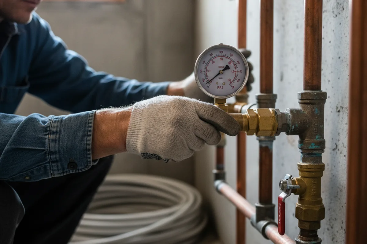Pressure testing a repaired line during Water Line Repair in Fombell